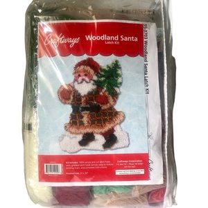 Craftways Woodland Santa Latch Hook Rug Kit Craft Yarn Canvas Vintage